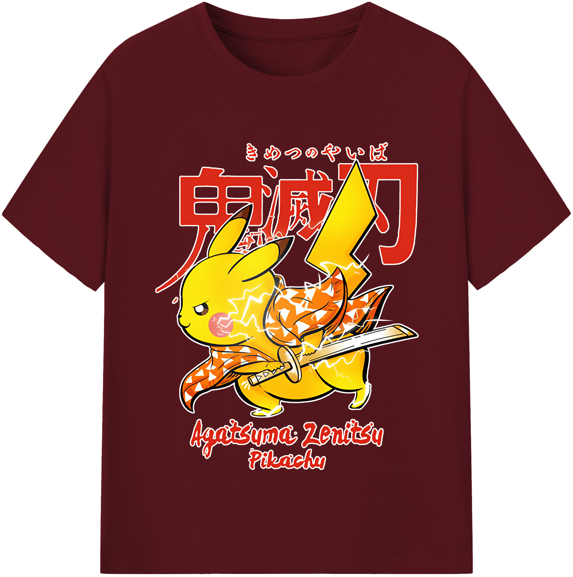 （画像用） 鬼滅の刃（きめつのやいば）我妻 善逸／あがつま ぜんいつ Agatsuma Zenitsu 綿100％半袖Tシャツ（フロントプリント）